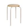 Tabouret assise bois pieds creme