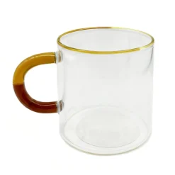 Tasse en verre et anse bicolore