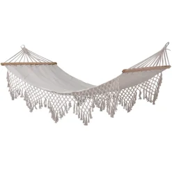 Toile hamac avec macrame creme