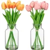 Tulipes dans vase en verre 7pcs
