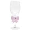 Verre a vin avec noeud rose 3d