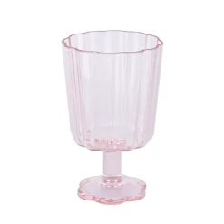 Verre a vin plastique fleur pink