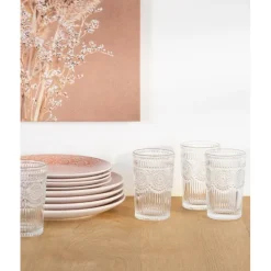 Verre haut transp embosse 350ml