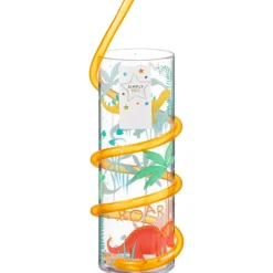 Verre+paille animaux verte