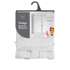 Vitrage poupette 2x60x160 blanc
